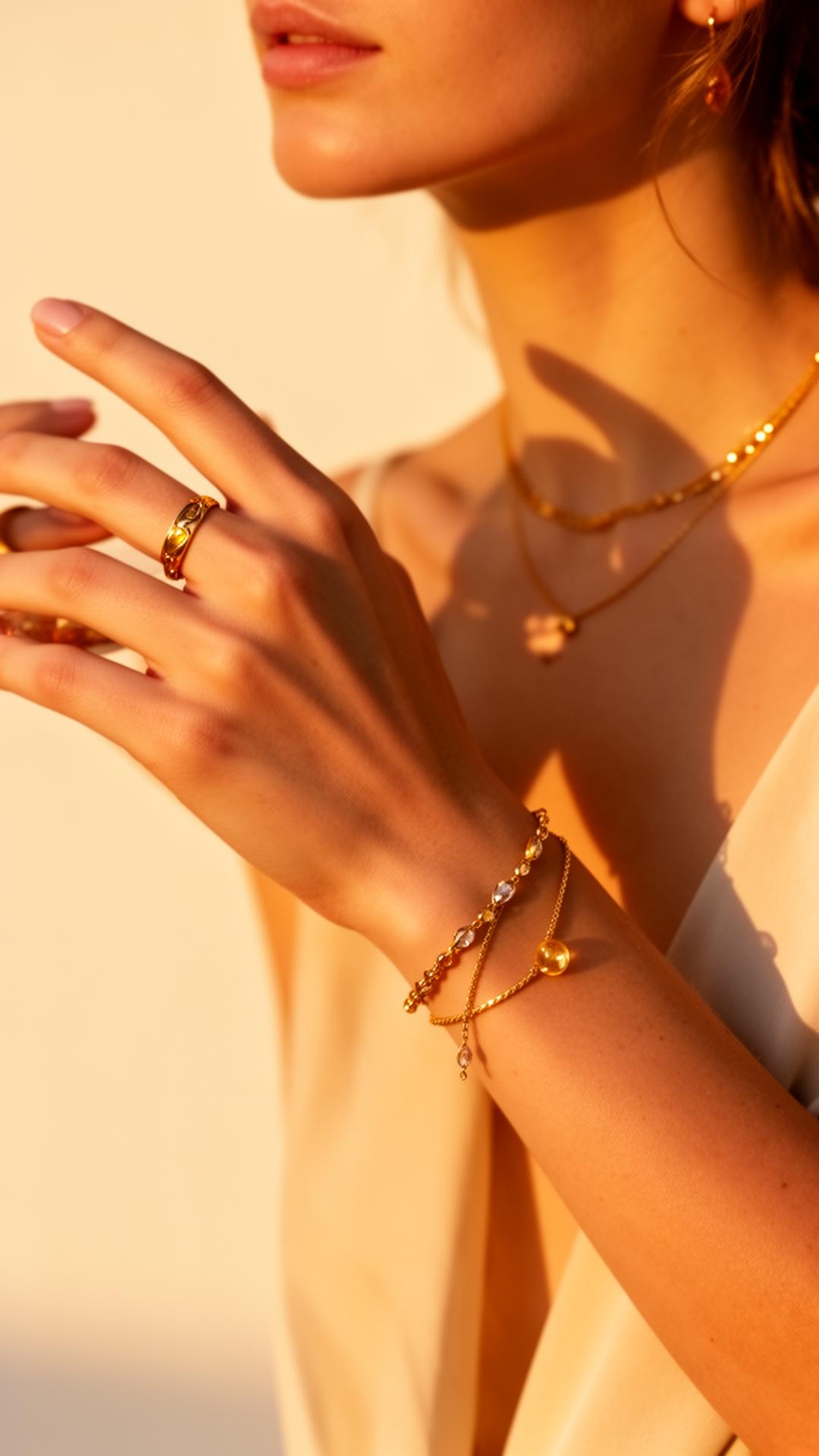 Sol Collection — warm gold jewelry in golden light